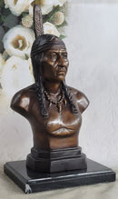 Native American Indian Man Bronze Bust 14" x 7"