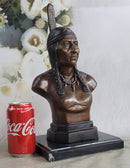 Native American Indian Man Bronze Bust 14" x 7"