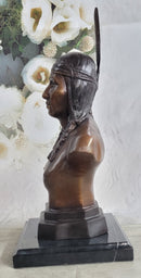 Native American Indian Man Bronze Bust 14" x 7"