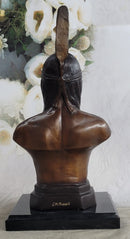 Native American Indian Man Bronze Bust 14" x 7"