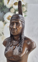 Native American Indian Man Bronze Bust 14" x 7"