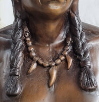 Native American Indian Man Bronze Bust 14" x 7"