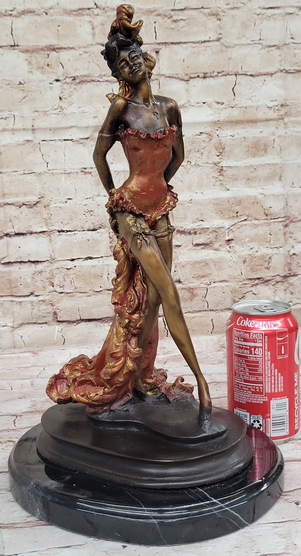 SIGNED COLLETT BROWN PATINA SPANISH FLAMENCO DANCER BRONZE SCULPTURE HOT CAST SALE