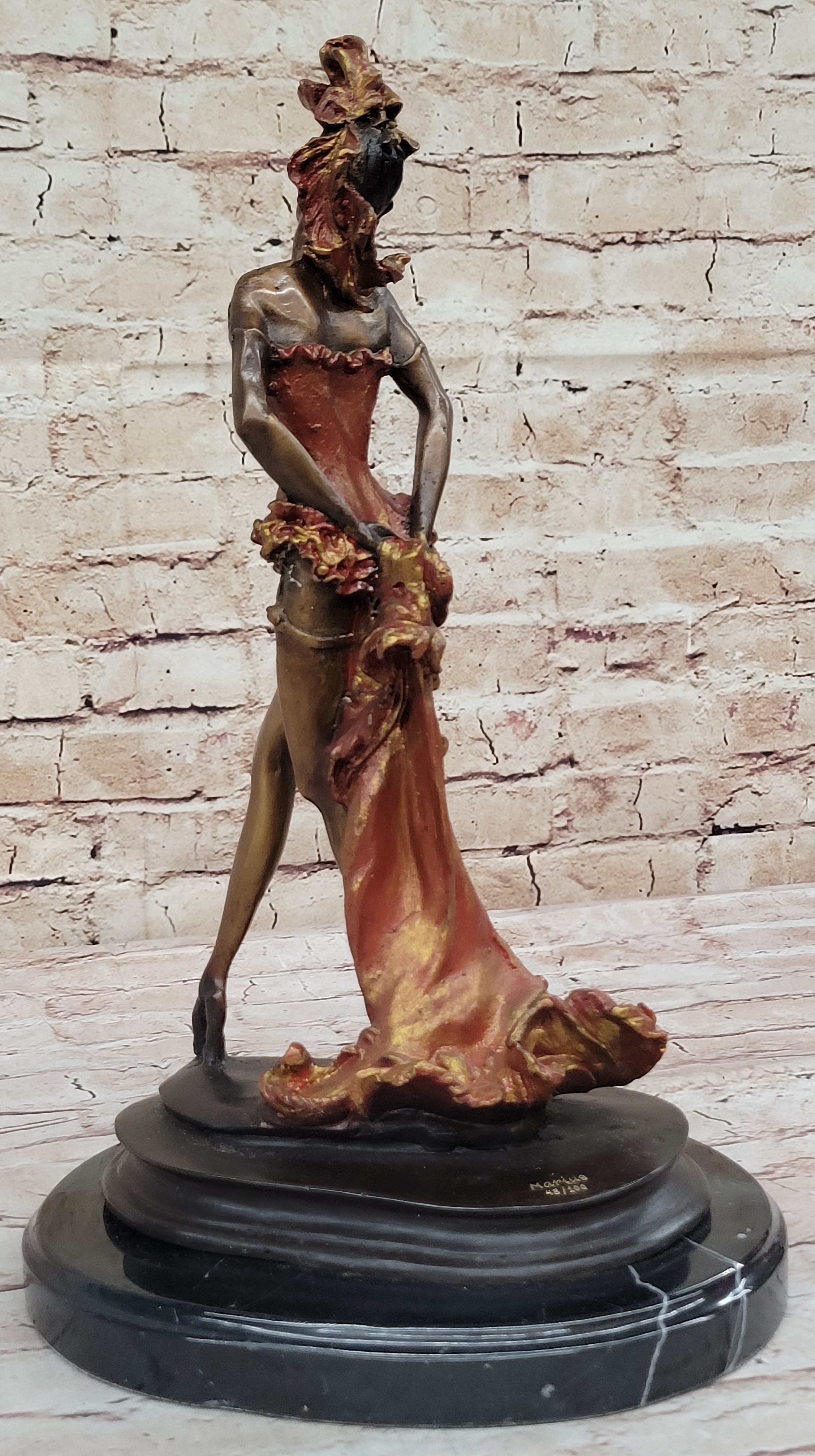 Wild West Saloon Courtesan Girl 19th Century Bronze 15" x 9"