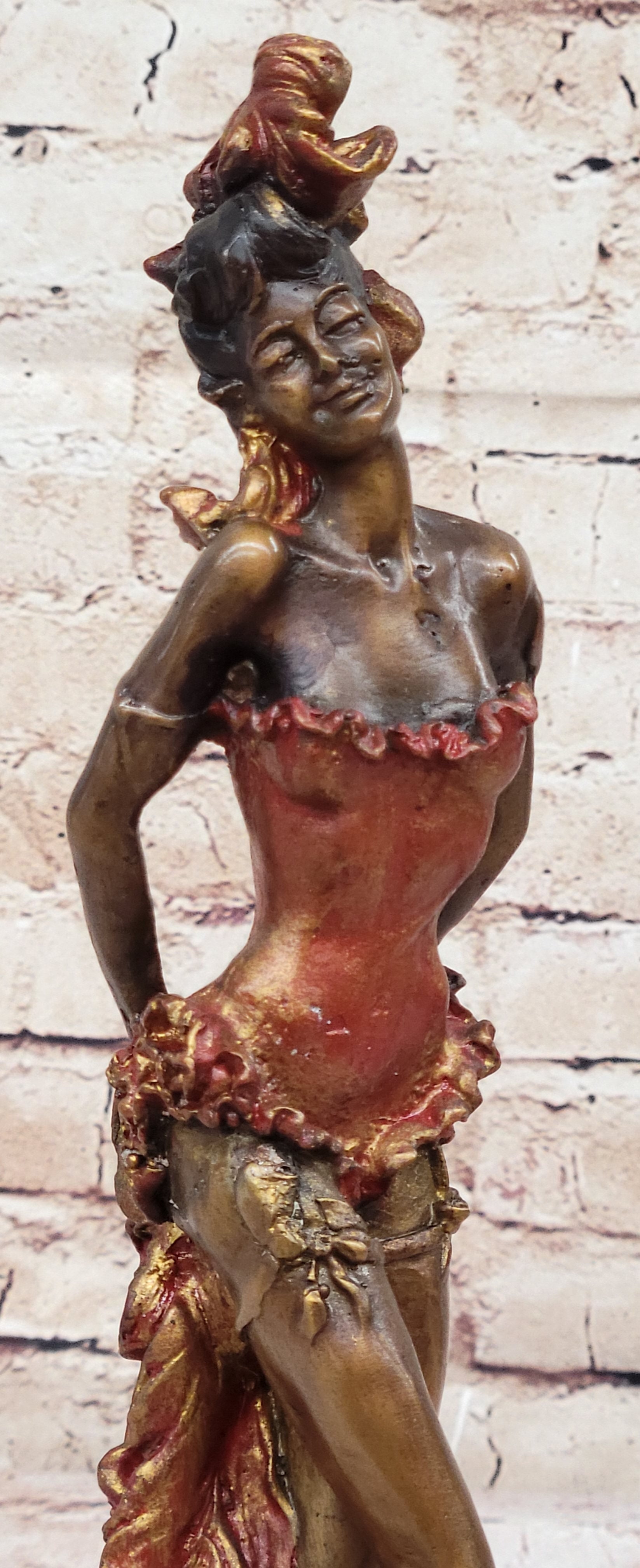 SIGNED COLLETT BROWN PATINA SPANISH FLAMENCO DANCER BRONZE SCULPTURE HOT CAST SALE