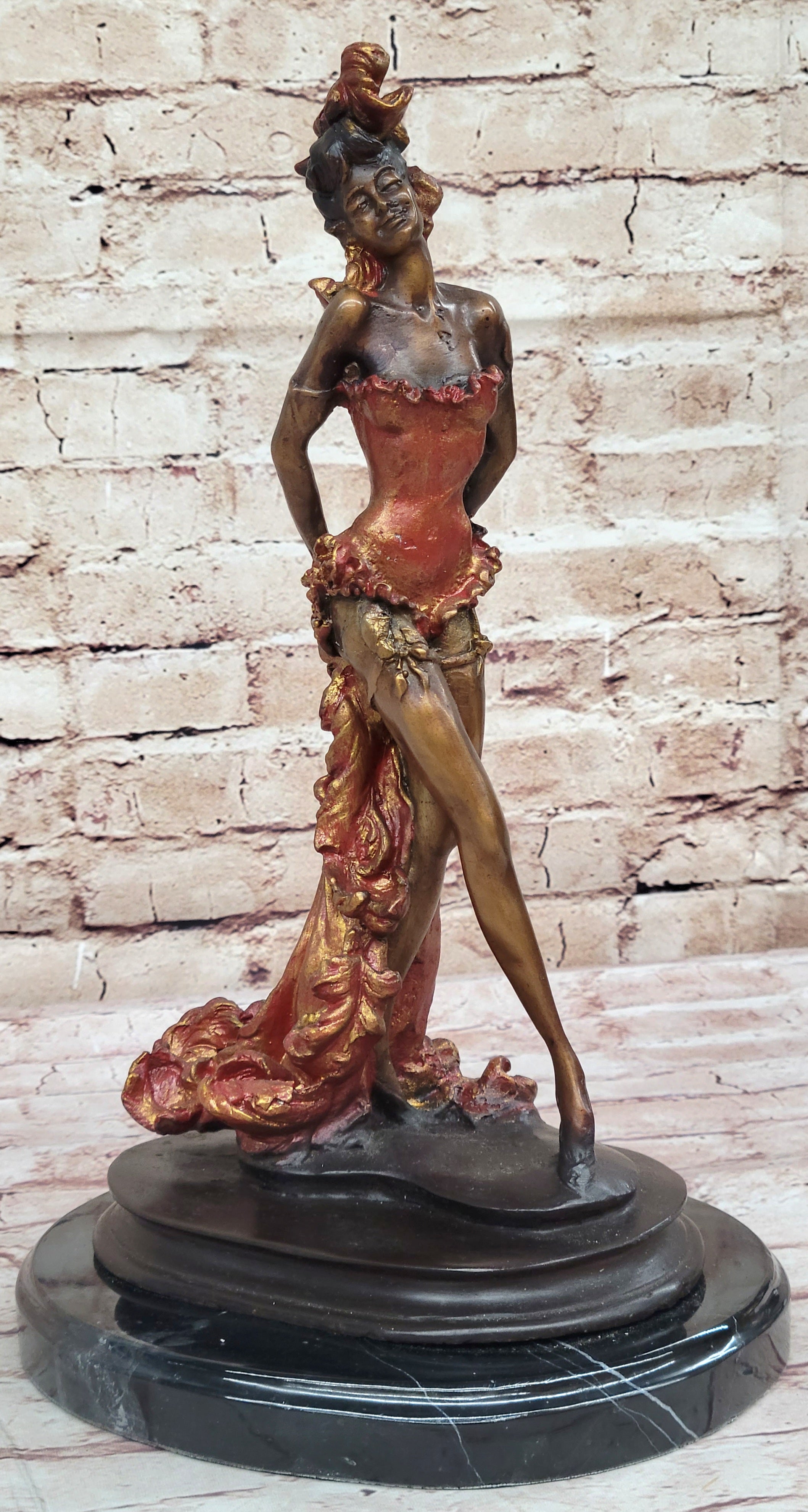 SIGNED COLLETT BROWN PATINA SPANISH FLAMENCO DANCER BRONZE SCULPTURE HOT CAST SALE