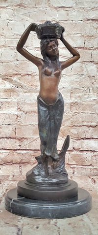 Signed Limited Edition Collette Art Deco Style Female Woman Bronze Sculpture