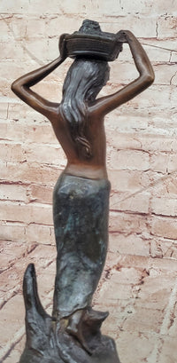 Signed Limited Edition Collette Art Deco Style Female Woman Bronze Sculpture
