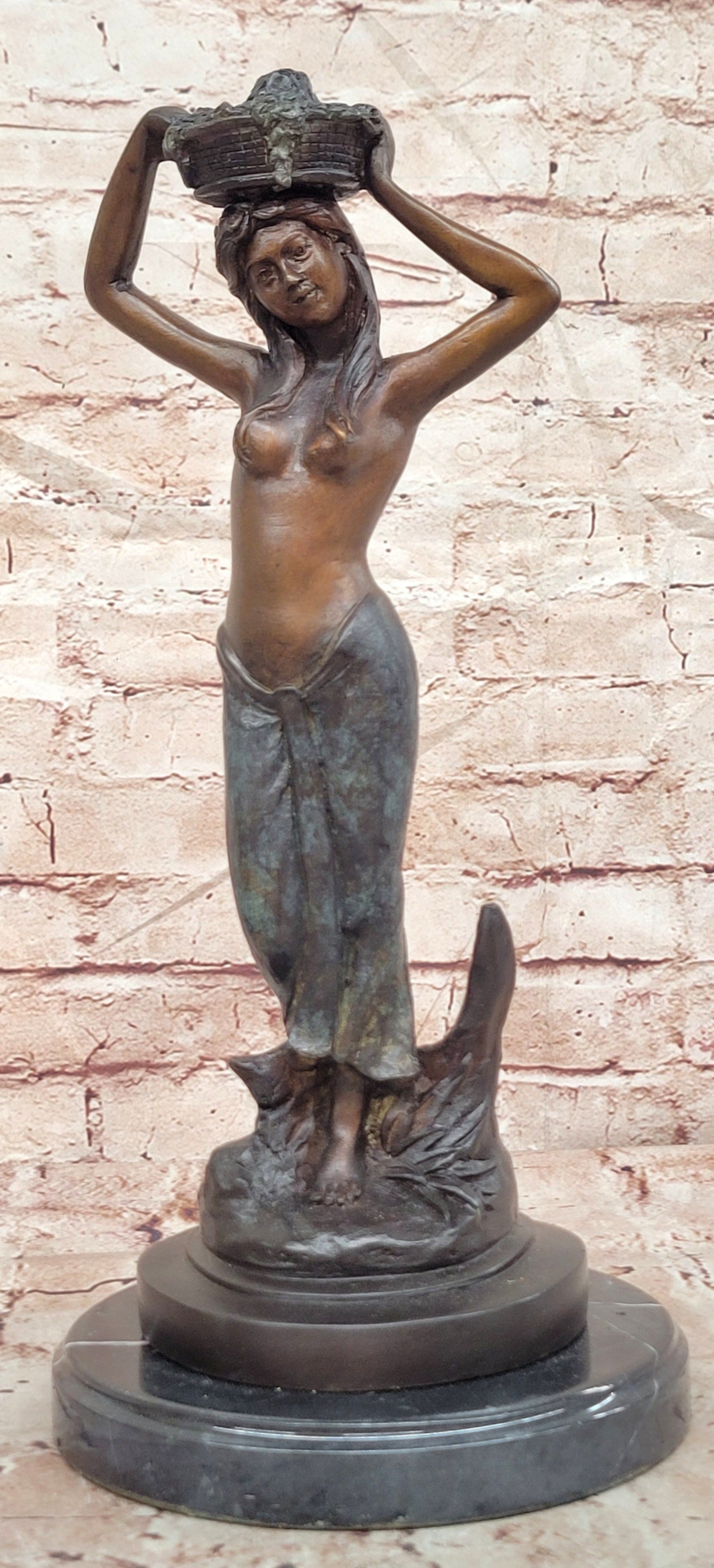 Signed Limited Edition Collette Art Deco Style Female Woman Bronze Sculpture