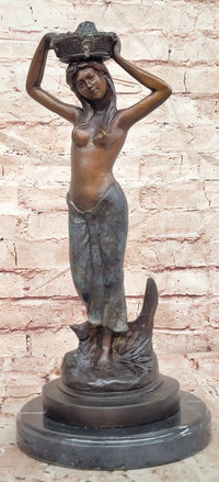 Signed Limited Edition Collette Art Deco Style Female Woman Bronze Sculpture