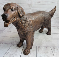 Golden Retriever Puppy Bronze Metal Life Size Sculpture 26" x 17"