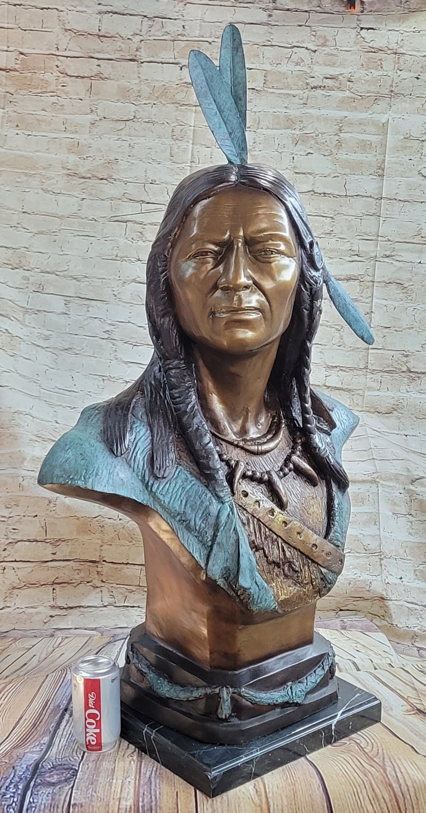 Lakota Indian Chief Sitting Bull Bronze Bust 38" x 24"