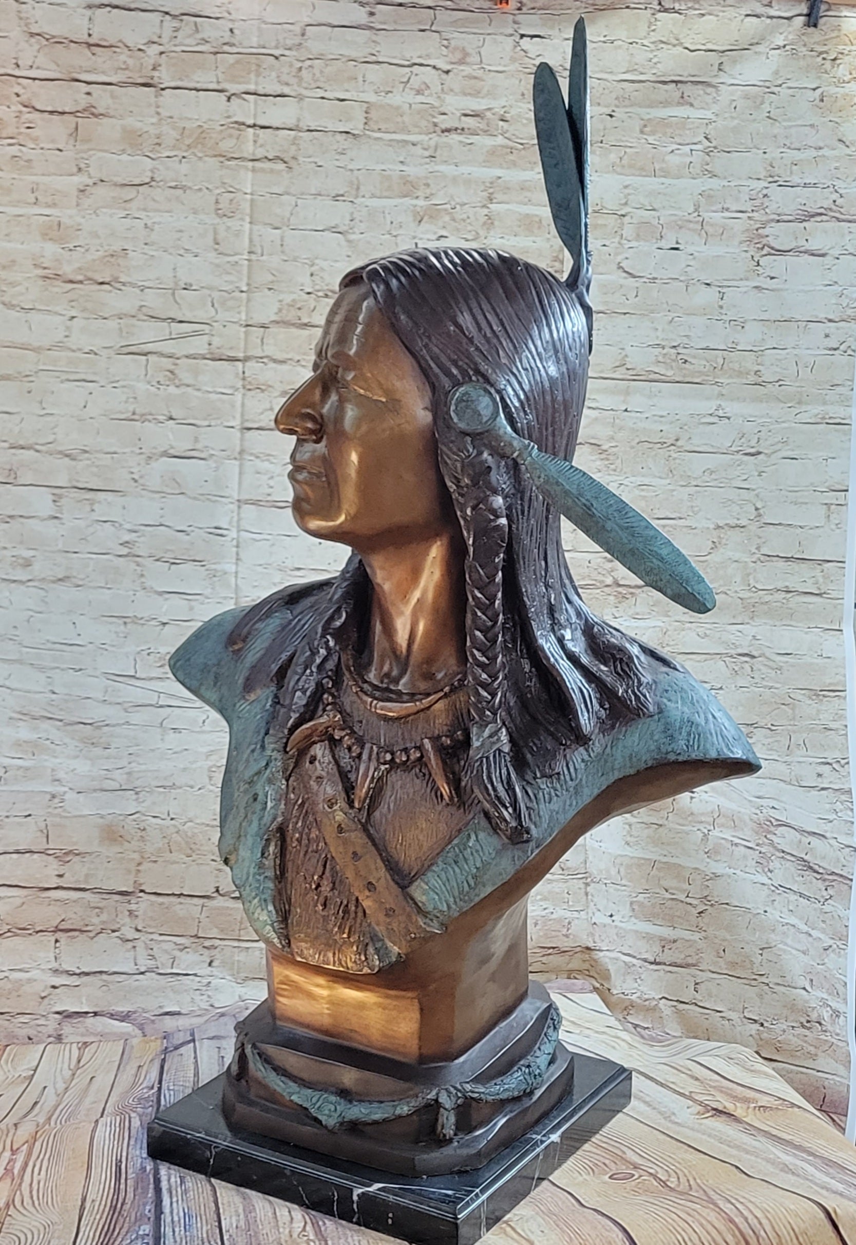 Lakota Indian Chief Sitting Bull Bronze Bust 38" x 24"