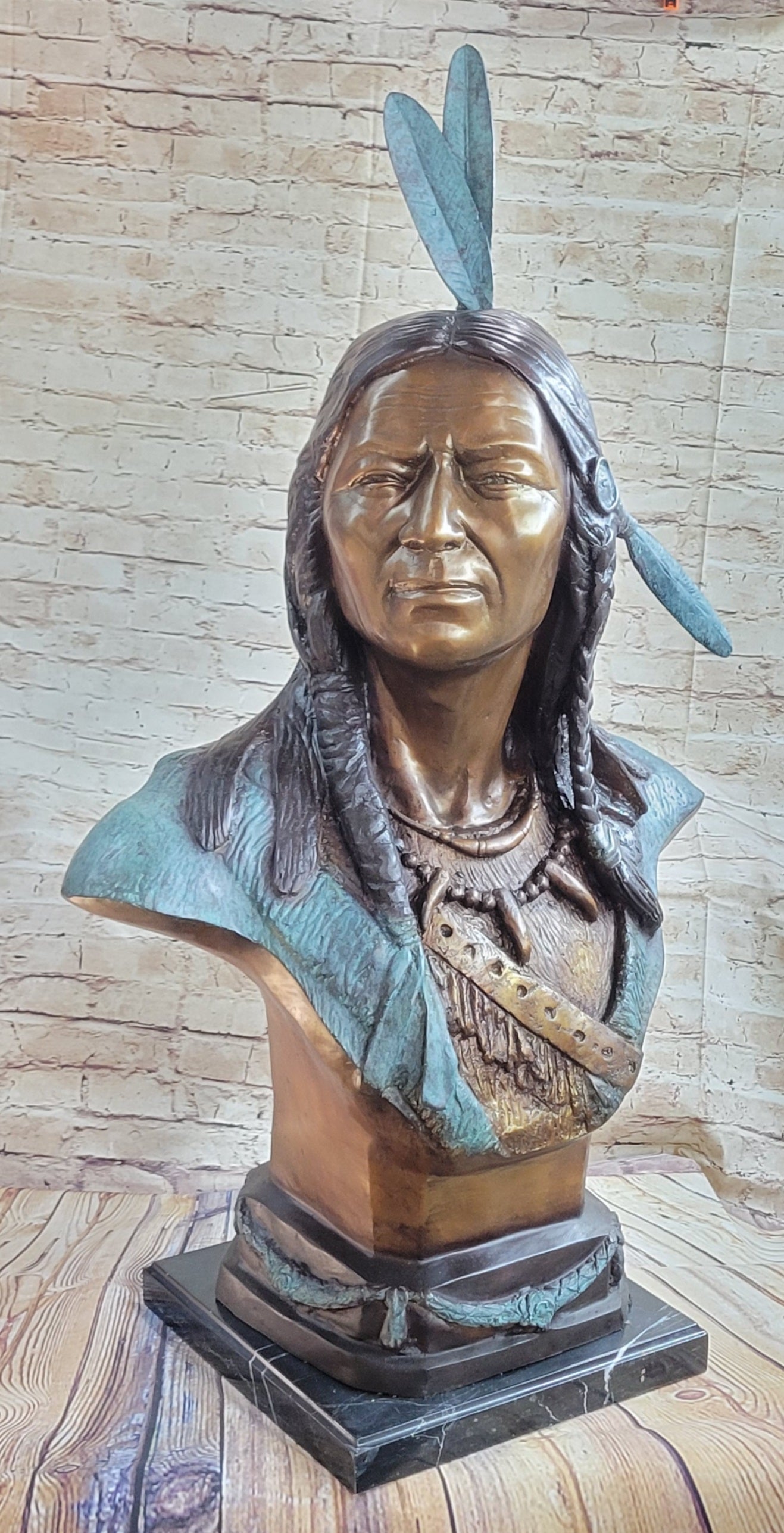 Lakota Indian Chief Sitting Bull Bronze Bust 38" x 24"