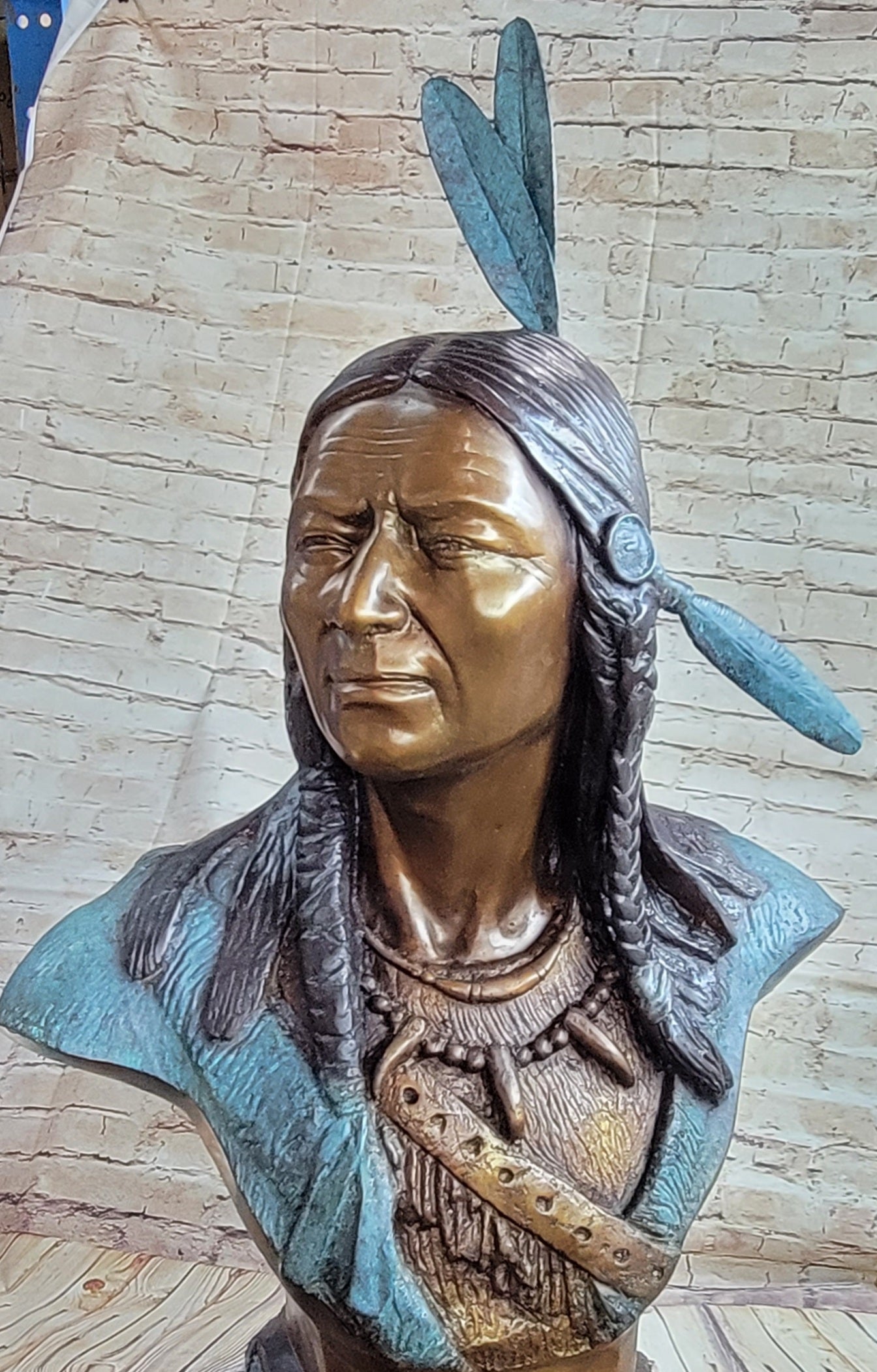 Lakota Indian Chief Sitting Bull Bronze Bust 38" x 24"