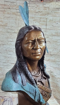 Lakota Indian Chief Sitting Bull Bronze Bust 38" x 24"