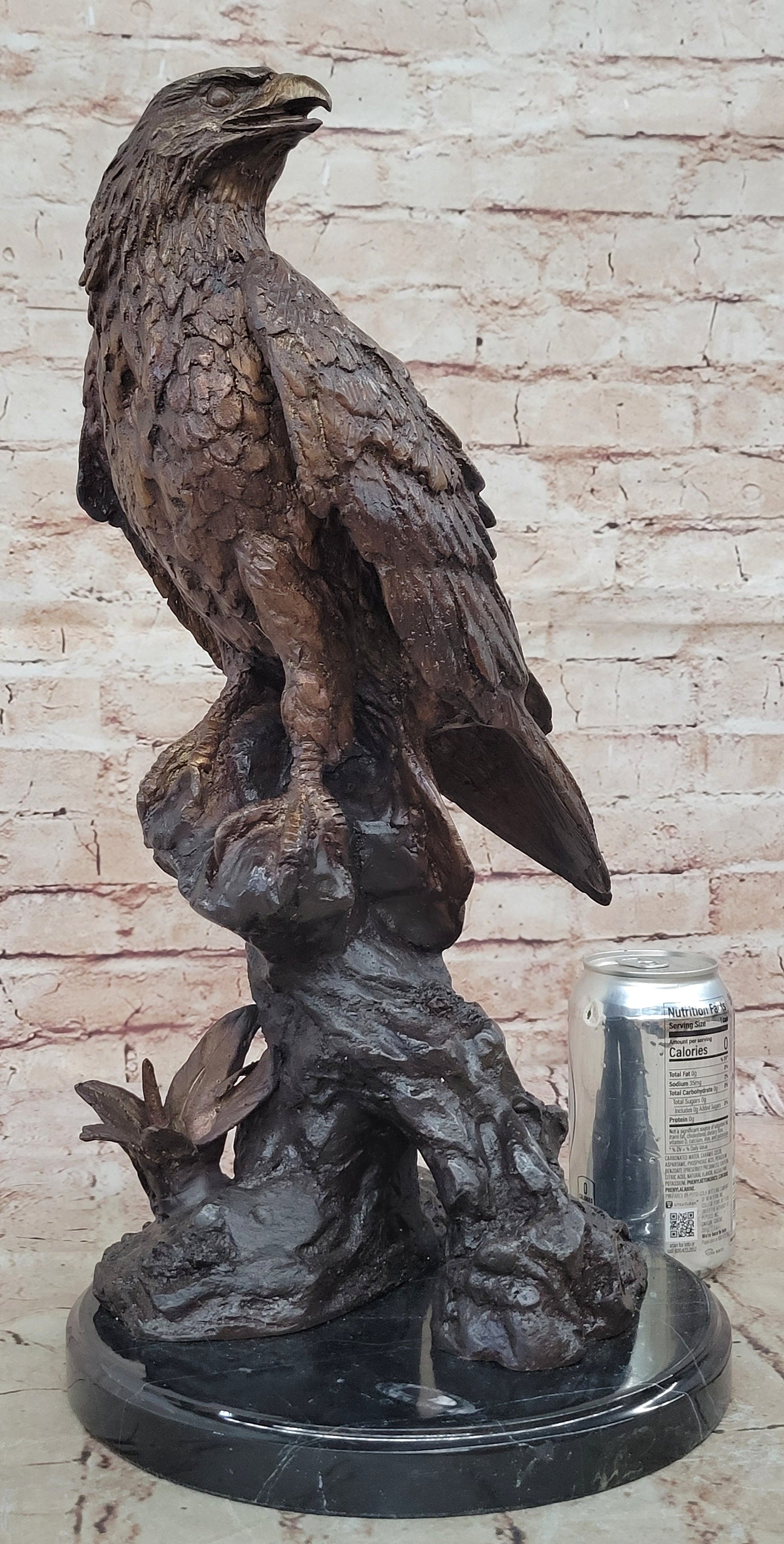 Two Tone American Bald Eagle Bronze Sculpture 18" x 9"