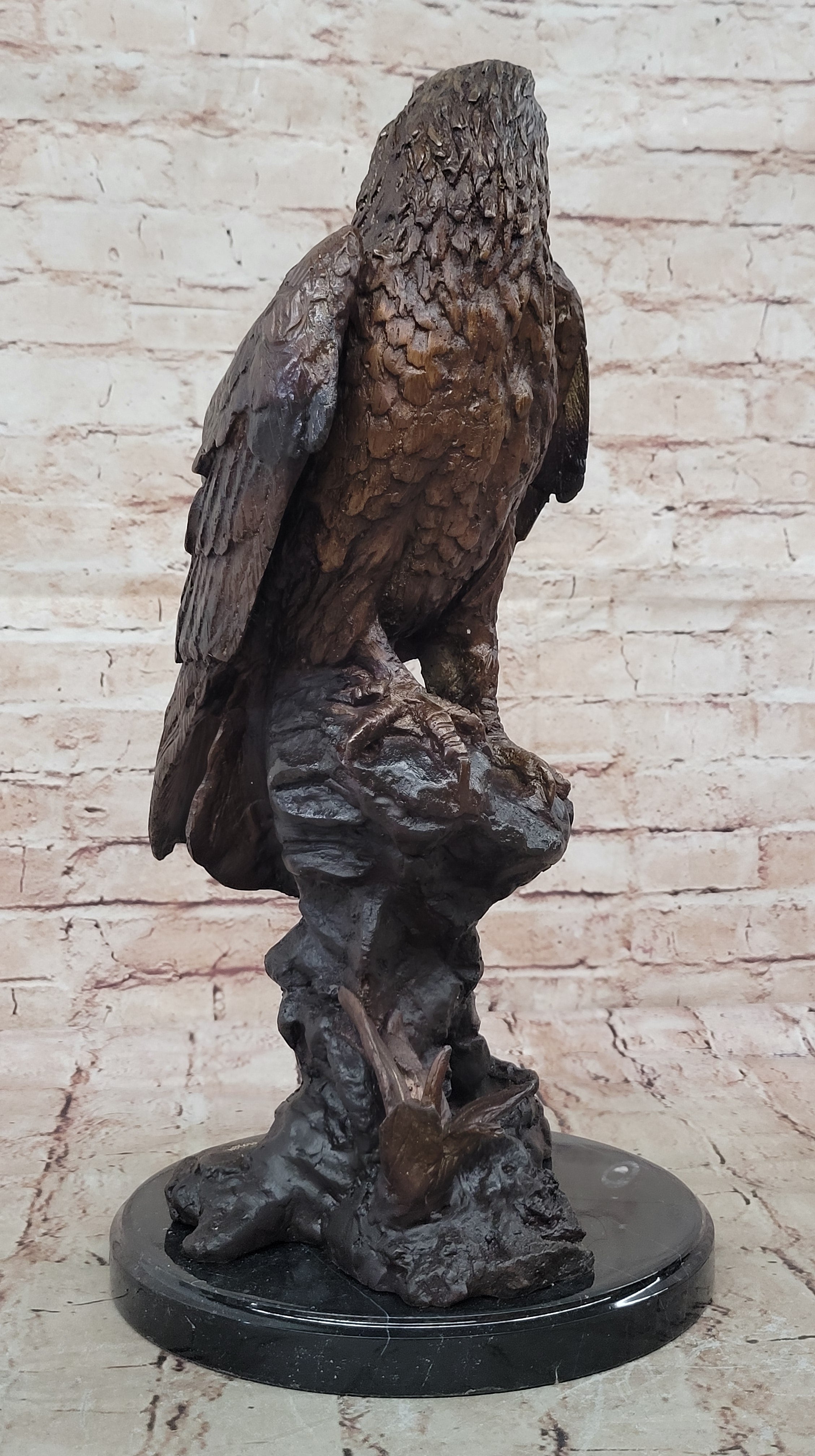 Two Tone American Bald Eagle Bronze Sculpture 18" x 9"
