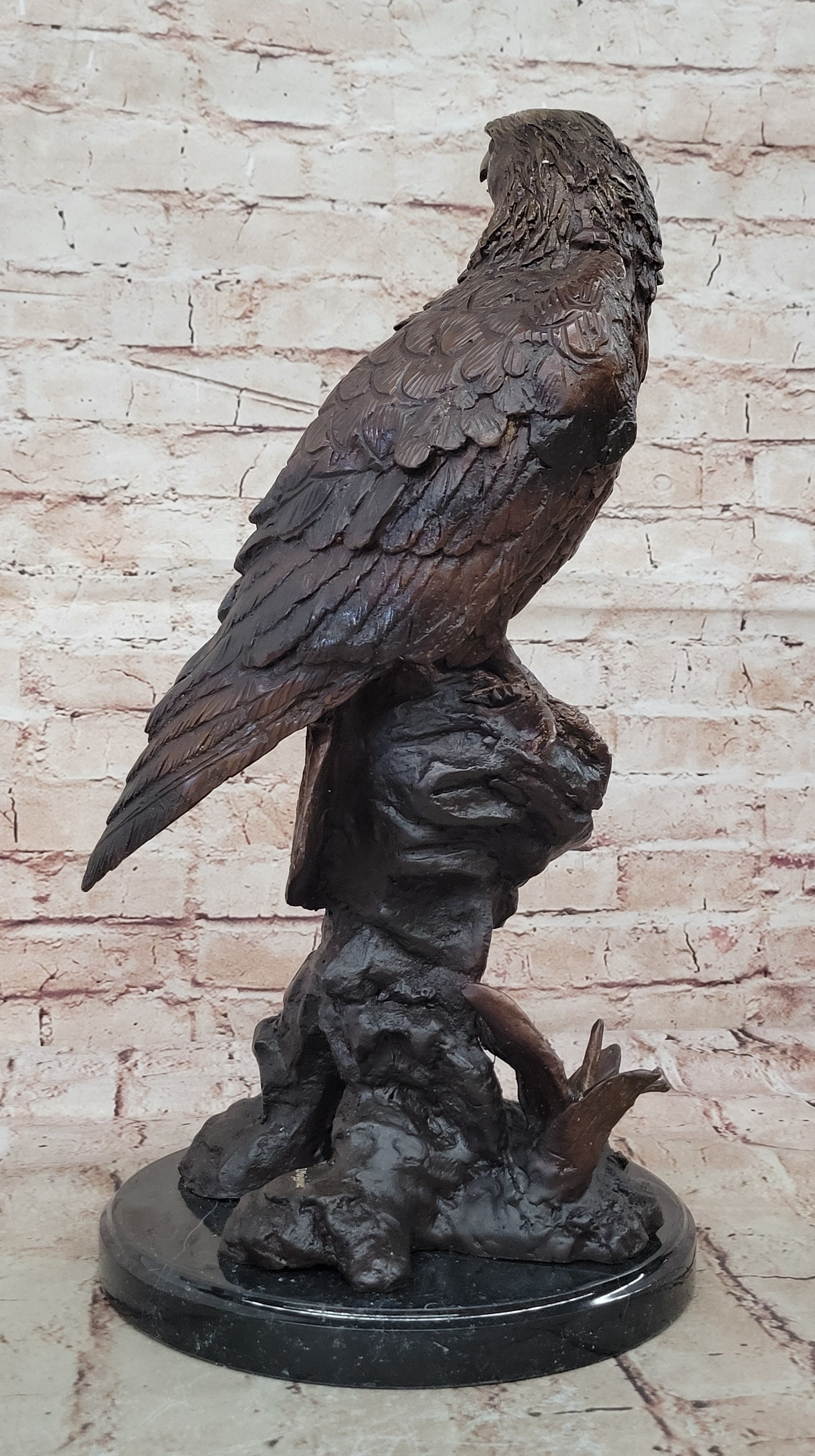 Two Tone American Bald Eagle Bronze Sculpture 18" x 9"