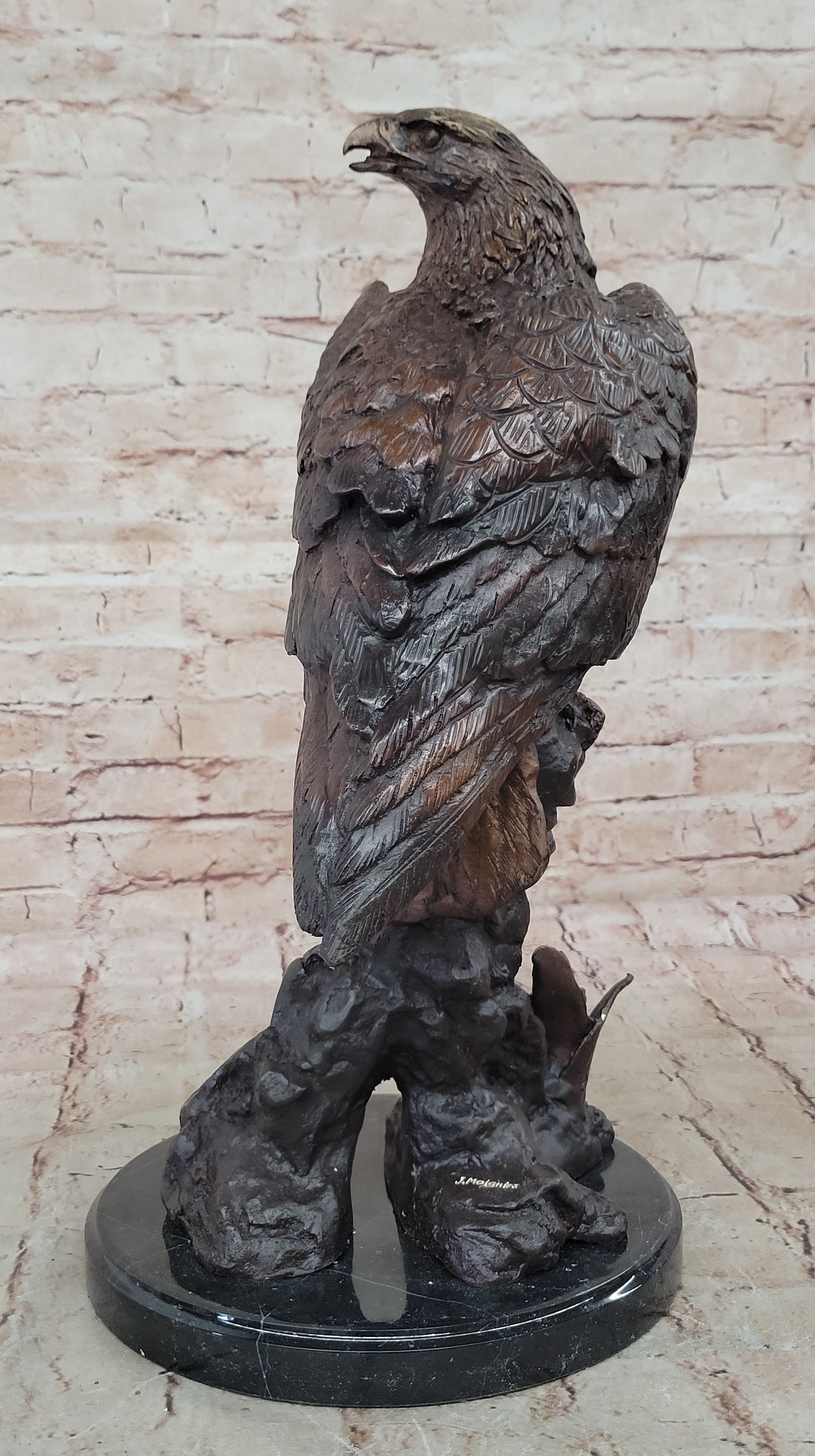 Two Tone American Bald Eagle Bronze Sculpture 18" x 9"