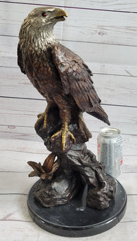 American Bald Eagle Bronze Sculpture by Moigniez on Marble Base