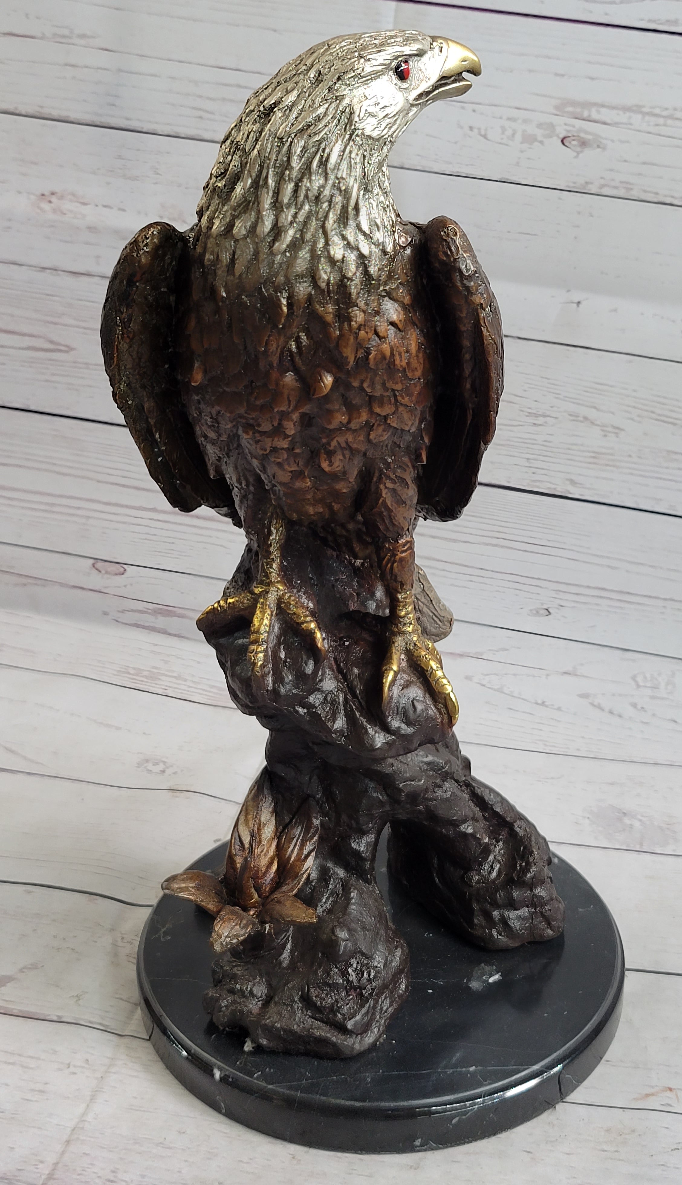 American Bald Eagle Bronze Sculpture by Moigniez on Marble Base