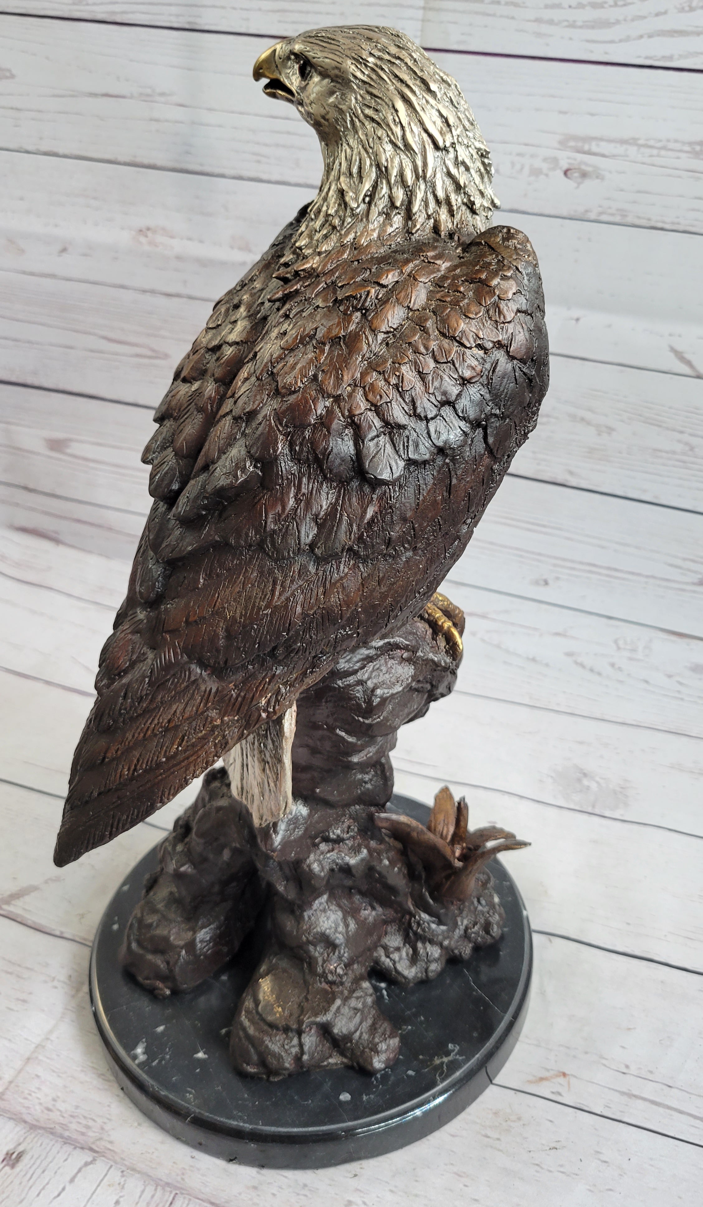 American Bald Eagle Bronze Sculpture by Moigniez on Marble Base