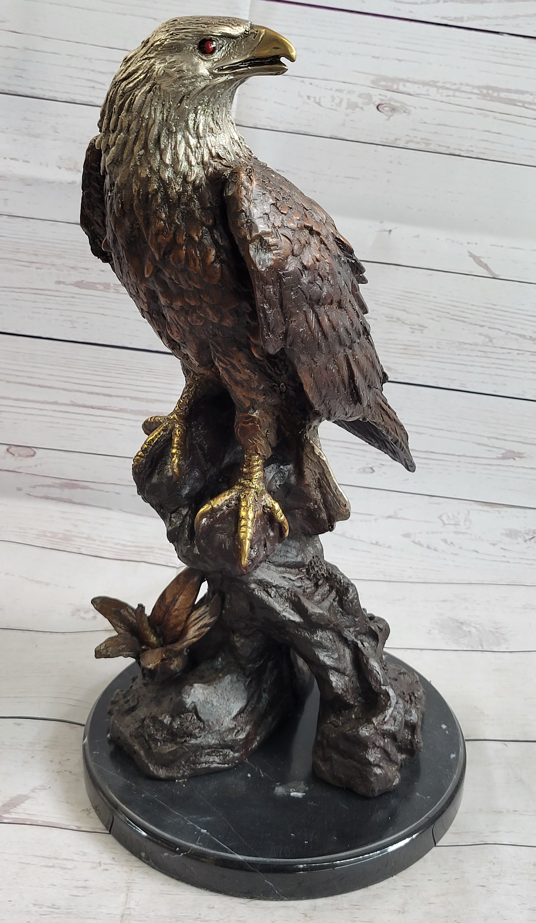 American Bald Eagle Bronze Sculpture by Moigniez on Marble Base