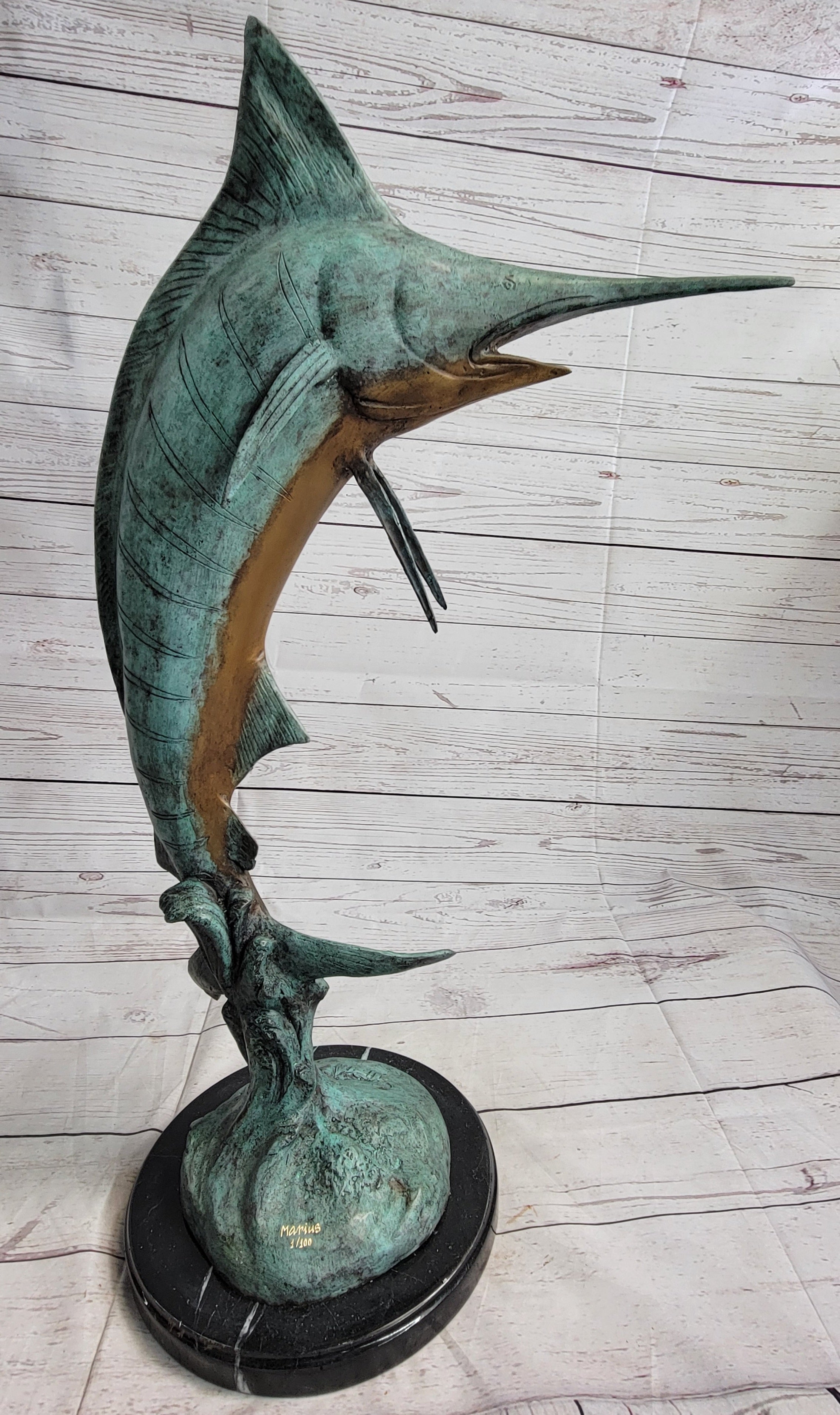 Marlin Fish Bronze Sculpture Nautical LTD Ed. 26" x 15"