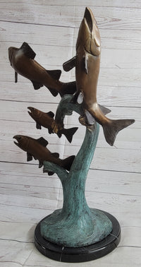 4 Fish Jumping Out of Water Bronze Metal Sculpture 25" x 18"