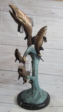 4 Fish Jumping Out of Water Bronze Metal Sculpture 25" x 18"