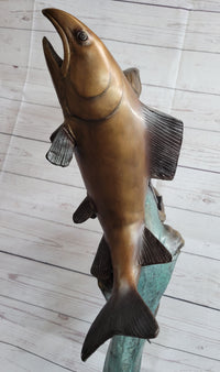 4 Fish Jumping Out of Water Bronze Metal Sculpture 25" x 18"