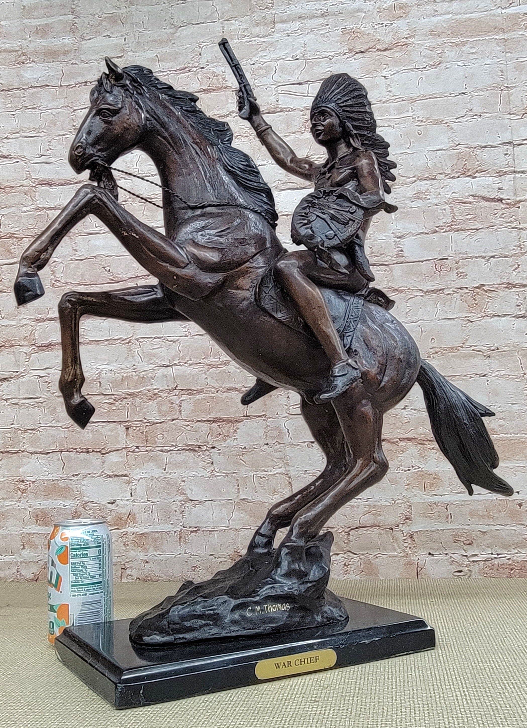 WAR CHIEF Native American Bronze Sculpture 24" x 23"