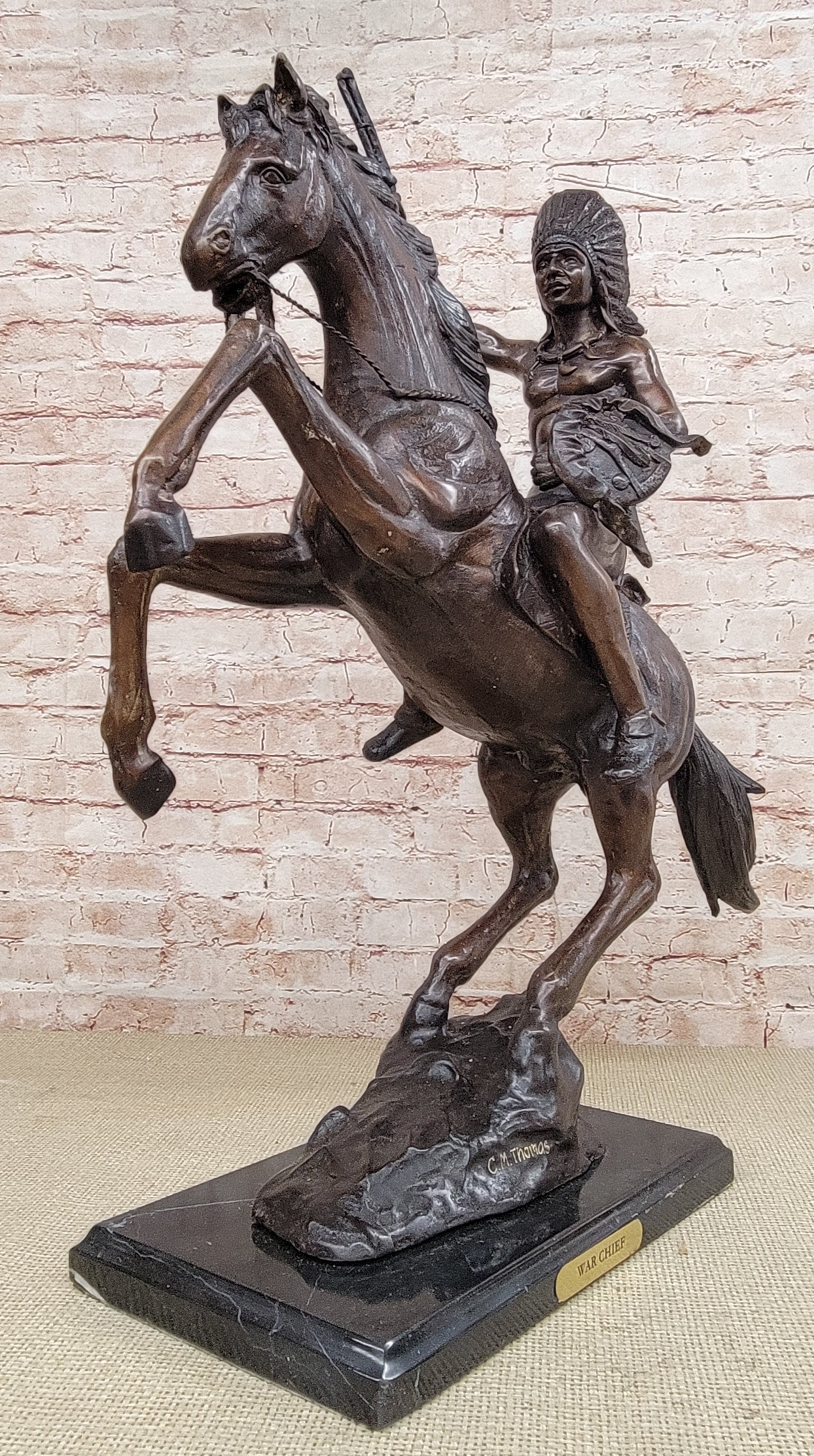 WAR CHIEF Native American Bronze Sculpture 24" x 23"