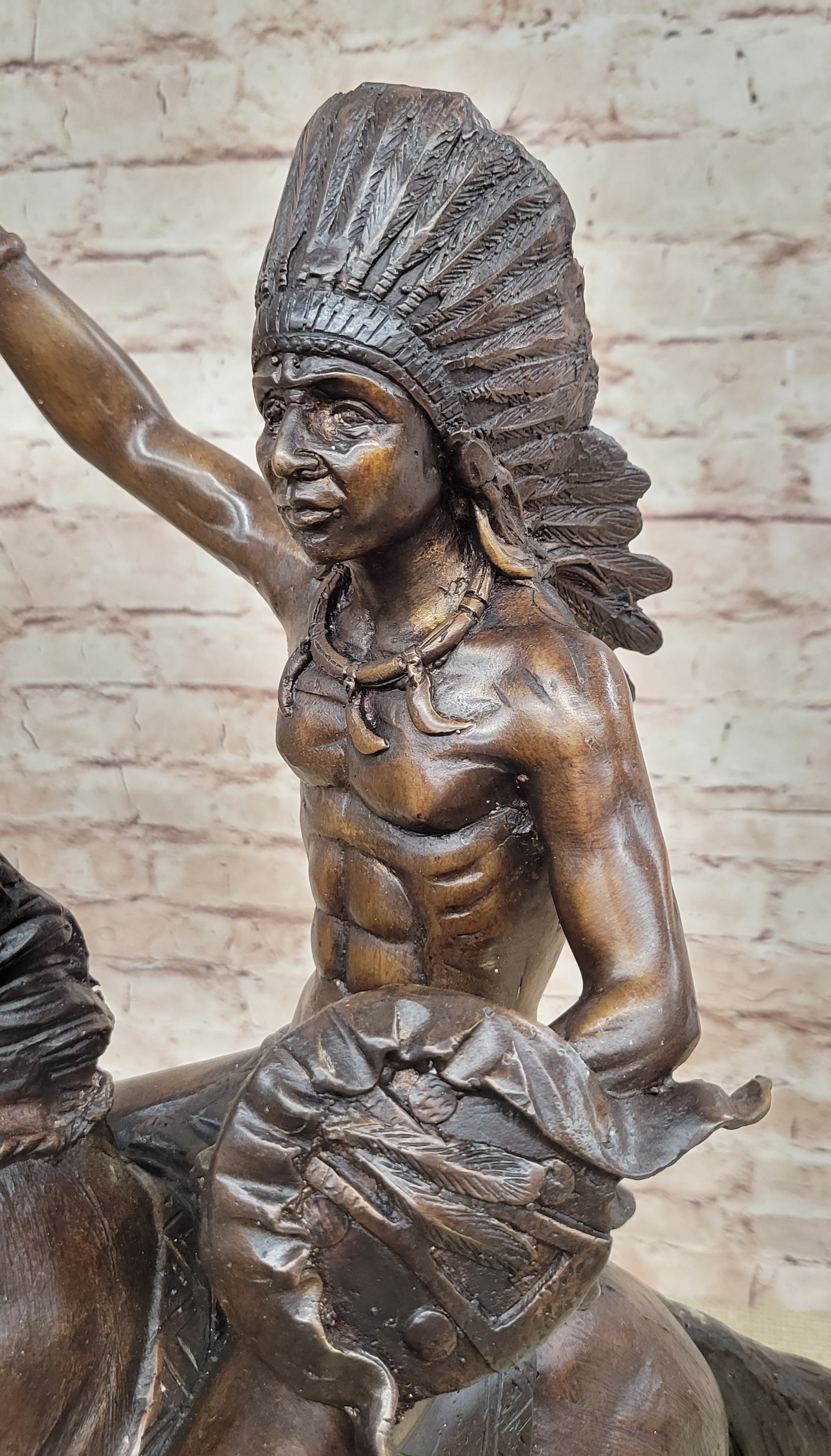 WAR CHIEF Native American Bronze Sculpture 24" x 23"