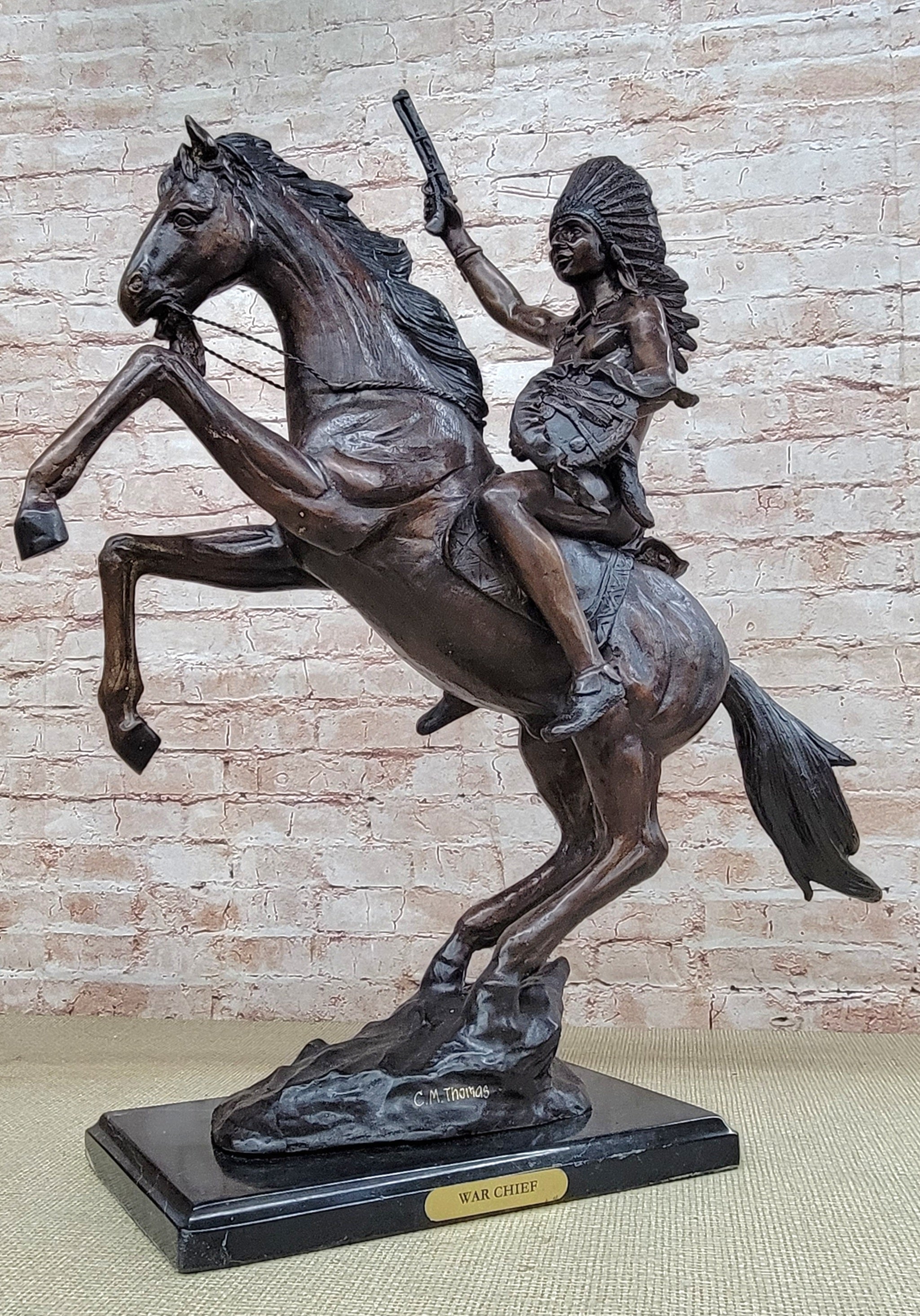 WAR CHIEF Native American Bronze Sculpture 24" x 23"