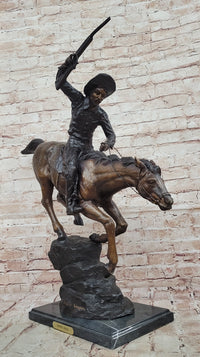 Down Hill by Frederic Remington - Bronze Cowboy & Horse