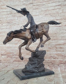 Down Hill by Frederic Remington - Bronze Cowboy & Horse