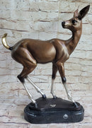 Deer Doe Bronze Sculpture Limited Edition Numbered Signed