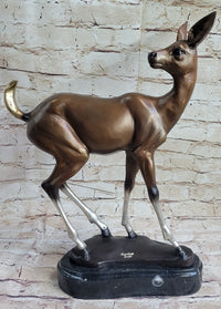 Deer Doe Bronze Sculpture Limited Edition Numbered Signed