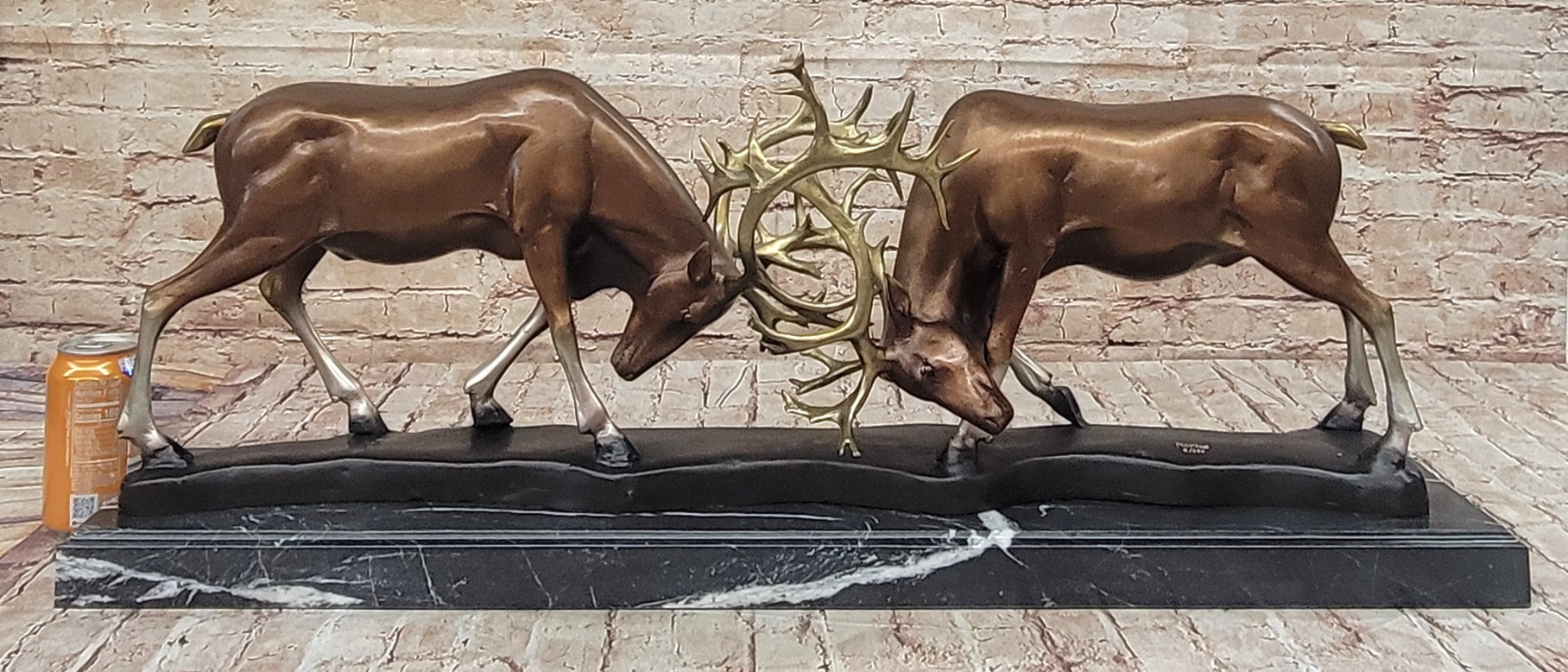 Limited Edition Signed Two Stags Fighting Bronze Sculpture