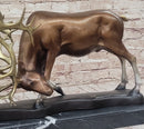 Limited Edition Signed Two Stags Fighting Bronze Sculpture