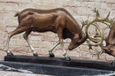 Limited Edition Signed Two Stags Fighting Bronze Sculpture