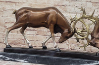 Limited Edition Signed Two Stags Fighting Bronze Sculpture