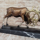 Limited Edition Signed Two Stags Fighting Bronze Sculpture