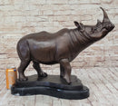 Hot Cast Bronze Rhinoceros Sculpture on Marble Base Numbered Art