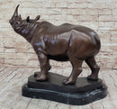Hot Cast Bronze Rhinoceros Sculpture on Marble Base Numbered Art