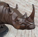 Hot Cast Bronze Rhinoceros Sculpture on Marble Base Numbered Art