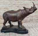 Hot Cast Bronze Rhinoceros Sculpture on Marble Base Numbered Art