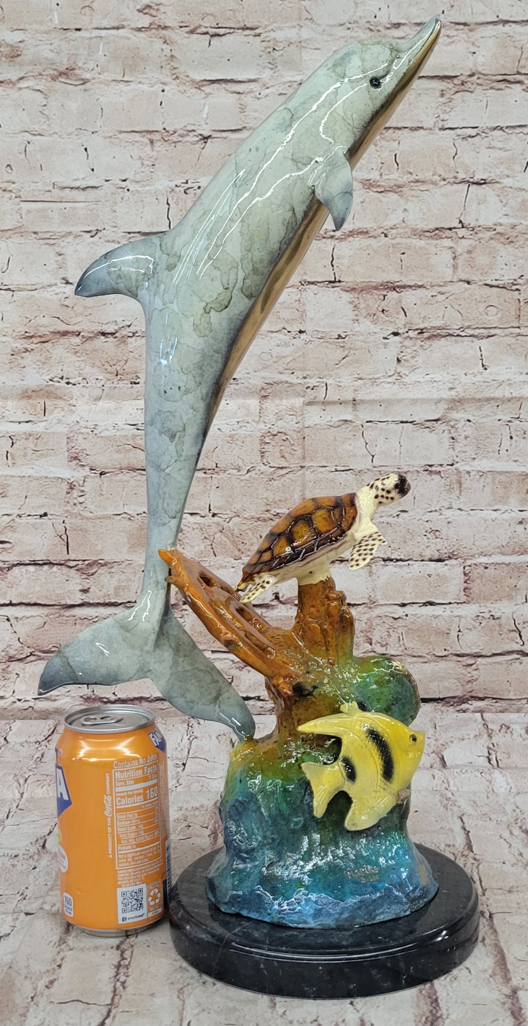 Limited Edition Original Artwork Dolphin Fish Turtle Bronze Sculpture Hand Made Artwork